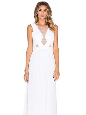 BCBGMaxAzria White Maxi Dress with Mesh Insets